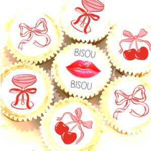 Bisou Bisou Cupcake Toppers - 4cm x 24