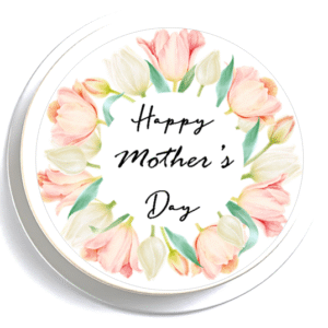 Happy Mother's Day Pink Tulips Cake Topper - 7" Round