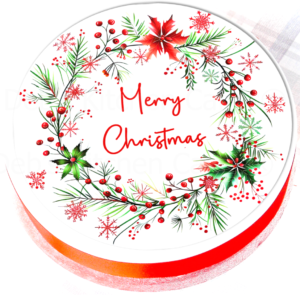 Christmas Wreath Cake Topper 7.5" Round