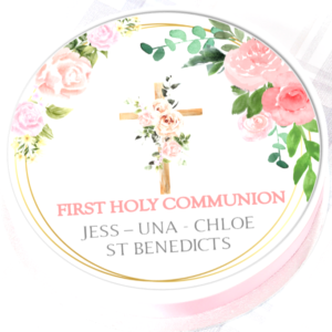 Pink Personalised First Holy Communion Cake Topper