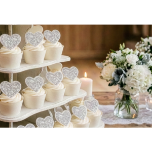 lace heart wafer stand up decorations x 24