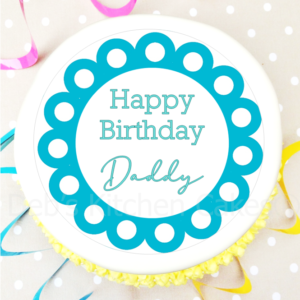 Personalised Teal Scalloped Birthday Cake Topper 7.5" Round