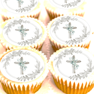 Silver Grey Cross Cupcake Toppers