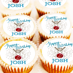 personalised cricket cupcake topper 24 x 4cm per set