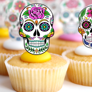 Sugar Skull Stand Up Cake Toppers - PRE CUT - 4.5cm x 12