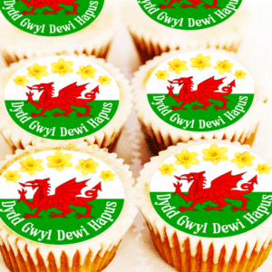 Dydd Gwyl Dewi Hapus Cupcake Toppers - 4cm x 24