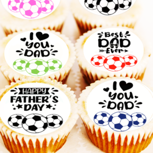 Happy Father's Day Football Cupcake Toppers - 4cm x 24