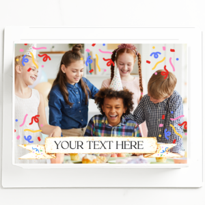 your photo & message party border cake topper rectangular