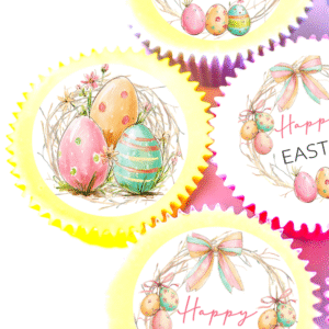 Happy Easter Egg Nest Cupcake Toppers - 4cm x 24