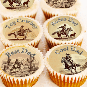 Cowboy Father's Day Cupcake Toppers - 4cm x 24