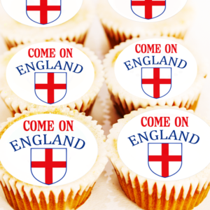 Come On England Cupcake Toppers - 4cm x 24