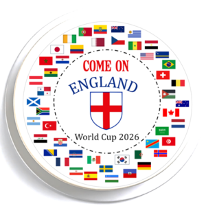 Come On England World Cup 2026 Cake Topper - 7.5" Round
