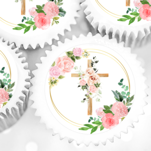 Pink Cross Cupcake Toppers