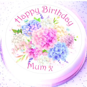 Hydrangea Personalised Cake Topper - 7.5" Round
