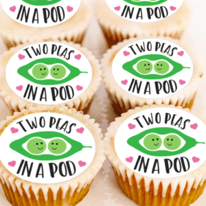 Two Peas In A Pod Cupcake Toppers - 4cm x 24