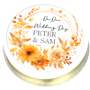 Personalised Autumn Leaves Cake Topper - 7.5" Round