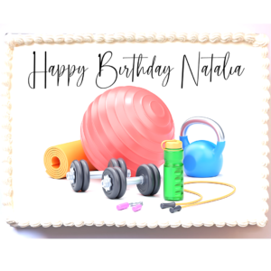 Personalised Dumbbell Cake Topper - A4 Rectangle