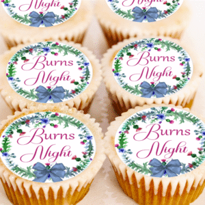 Burns Night Thistle Bow Cupcake Toppers