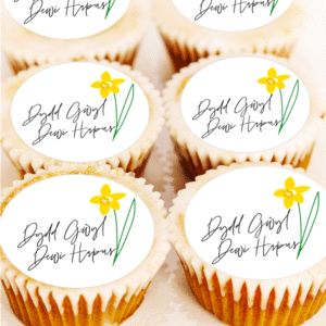 Dydd Gwyl Dewi Hapus Daffodil Cake Toppers - 4cm x 24