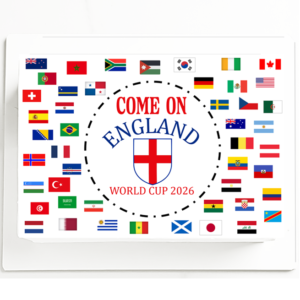 Come On England World Cup 2026 Cake Topper - A4 Rectangle