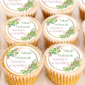 personalised pink rose cupcake toppers 4cm x 24 (copy)