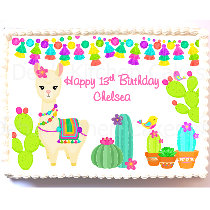 Personalised Llama Cake Topper - A4 Rectangle