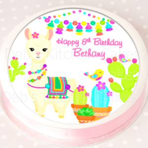 Personalised Llama Cake Topper - 7.5" Round