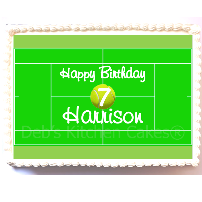 Personalised Tennis Court Cake Topper
