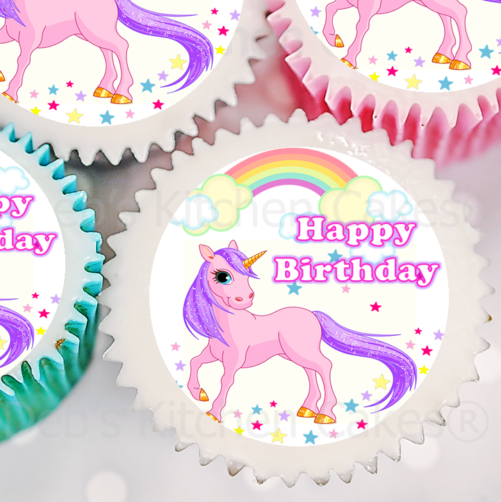 Unicorn Cupcake Toppers - 4cm x 24 - Need Cutting
