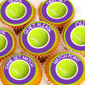 Tennis Party Cupcake Toppers - 4cm x 24
