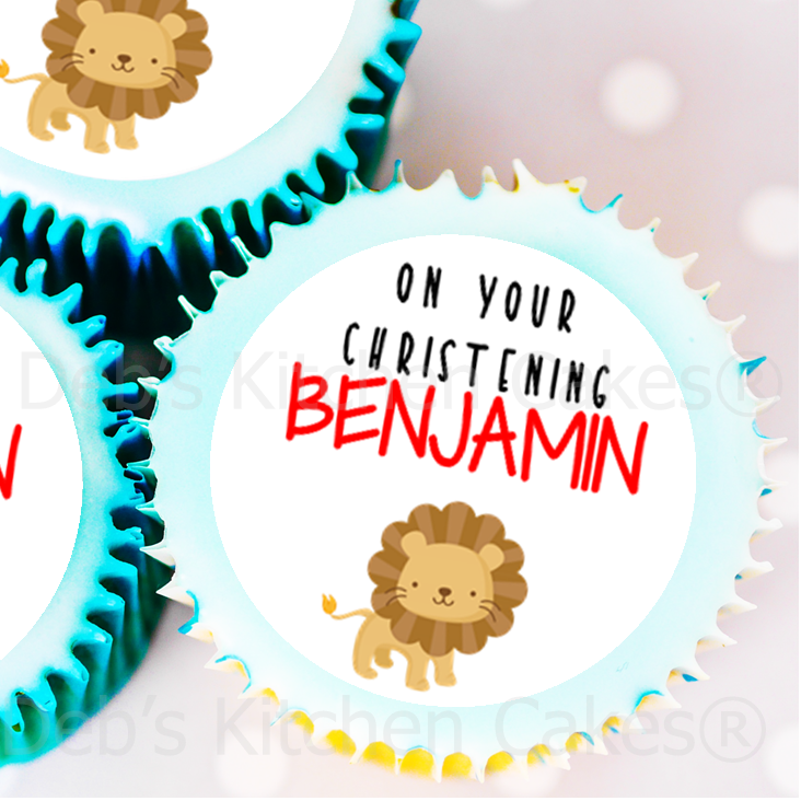 Personalised Lion Cupcake Toppers - 4cm x 24