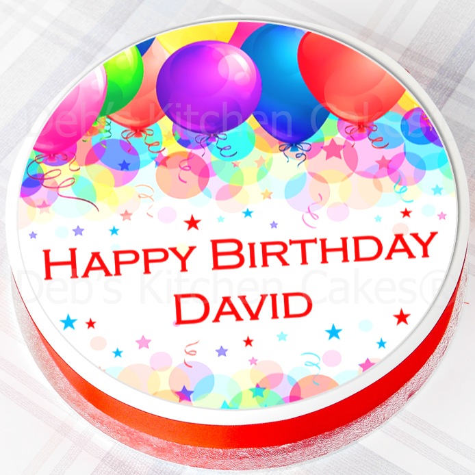 Personalised Birthday Balloons Design Cake Topper 7.5" Round