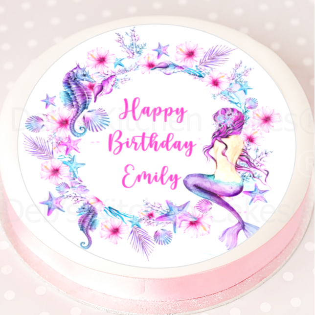 Personalised Enchanted Mermaid cake Topper - 7.5" Round
