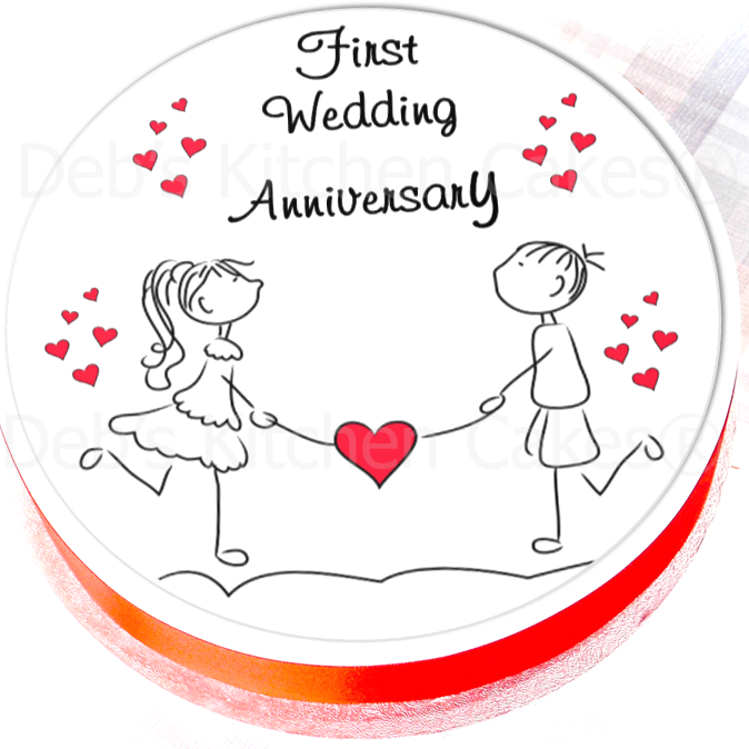 First Wedding Anniversary Cake Topper 7.5" Round