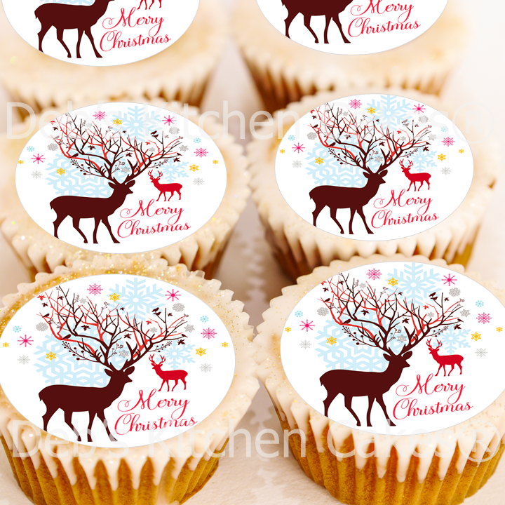 Reindeer Cupcake Toppers - 4cm x 24