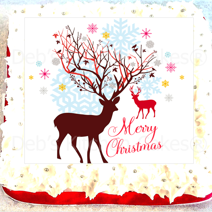 Reindeer Cake Topper 7.5" Square