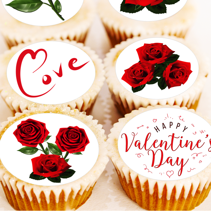 Red Roses Printable Cake Topper Valentine’s Day Red Roses Cake Toppers – 4cm x 24 – Debs Kitchen Cakes