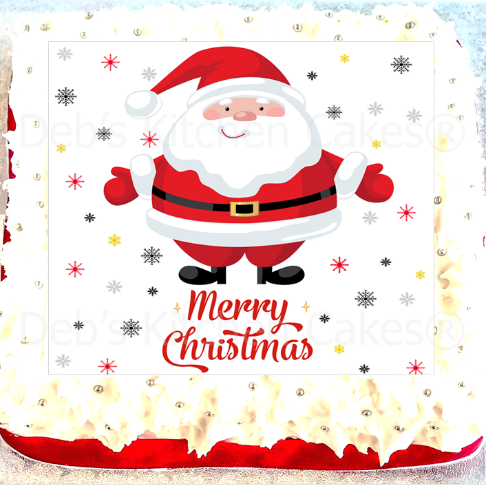 Santa Claus Cake Topper 7.5" Square