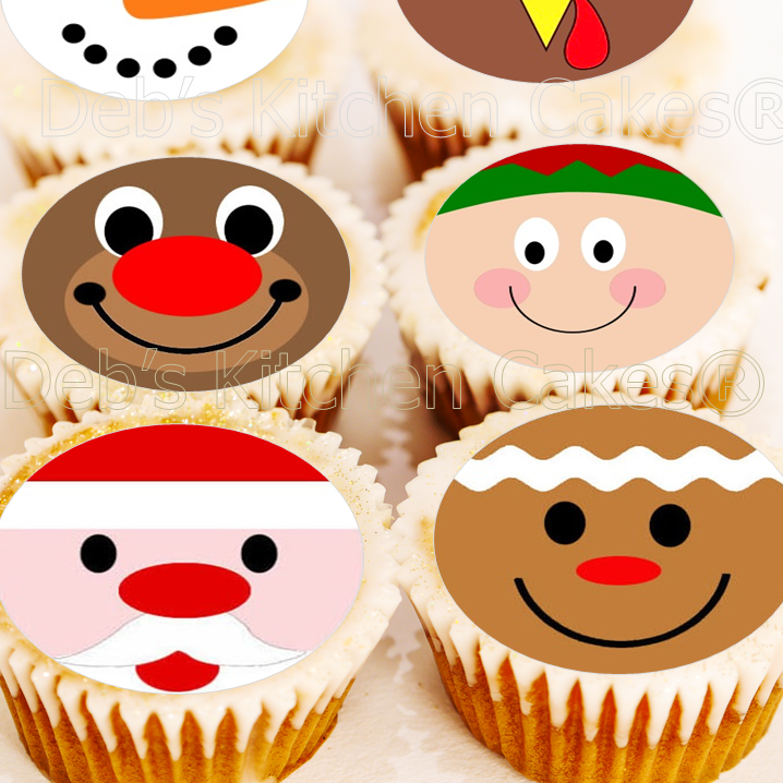 Christmas Faces Cupcake Toppers