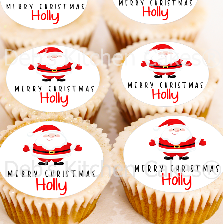Personalised Santa Cupcake Toppers