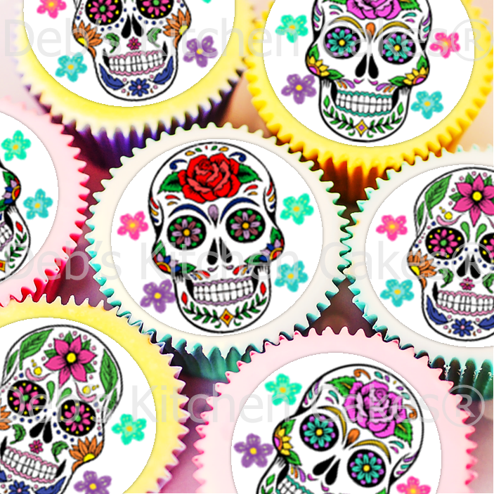 Sugar Skull Cake Toppers - 4cm x24