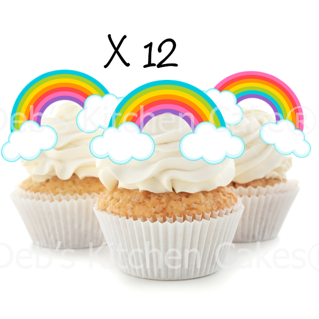 Rainbow Stand Up Cake Toppers - PRE CUT - 4.5cm x 12
