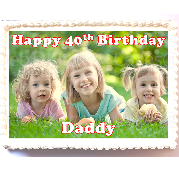 Your Photo & Message Cake Topper Rectangular