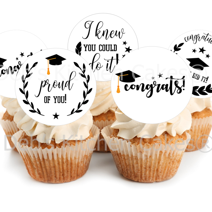 Graduation Cupcake Toppers - 4cm x 24
