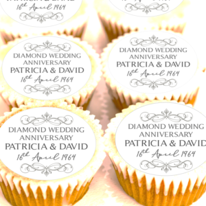 Personalised Diamond Wedding Cupcake Toppers