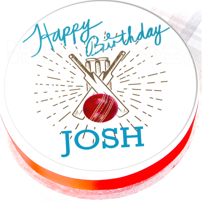 Personalised Cricket Cake Topper - 7.5" Round