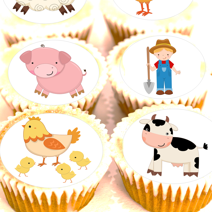 Farm Cupcake Toppers - 4cm x 24