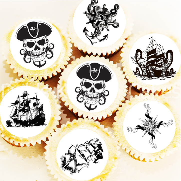 Pirate Ghost Ship Cupcake Toppers - 4cm x 24