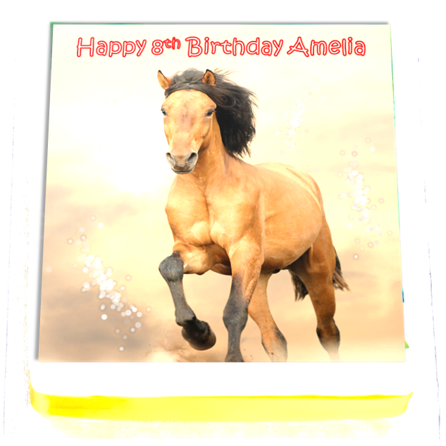 Personalised Horse Pony Cake Topper 7.5" Square