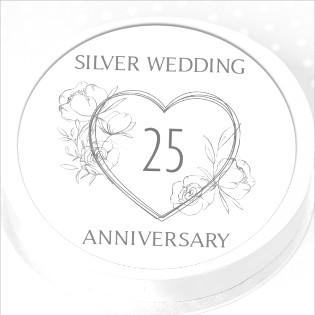 Silver Wedding Anniversary Cake Topper 7.5" Round or Square
